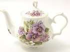 Purple Pansy Bouquet Bone China 6 Cup Tea Pot