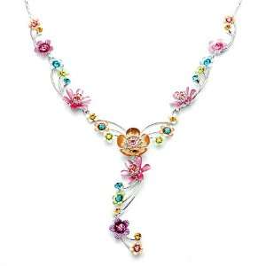 Perfect Gift   High Quality Multi Color Flower Necklace with Swarovski 
