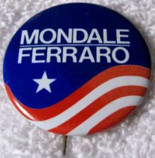   Mondale Geraldine Ferraro Democratic President Election Campaign Pin