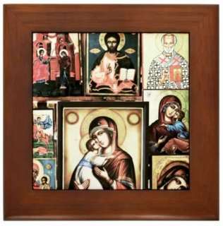 Religious Icons Virgin Mary Saints Framed Ceramic Tile  