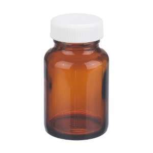 Wheaton W216955 Wide Mouth Packer Bottle, Amber Glass, Capacity 2oz 
