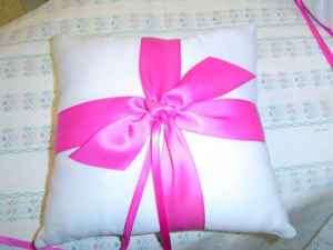 LLCD White FUSCIA Hot Pink Ring Bearer Pillow Wedding  