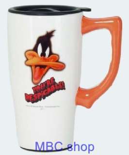 Looney Tunes Cartoons Ceramic Coffee Travel Mug Java Cup,Plastic Cover 