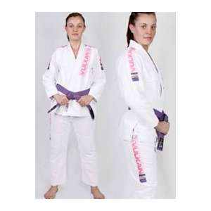 Womens Pro Light Jiu Jitsu Gi White w Pink Patches by Vulkan  