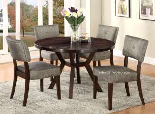 Modern Espresso Round Dining Table and Chair Set 06250  