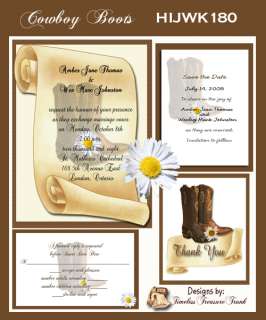 Delux Western Boots Wedding Invitation Kit on CD  