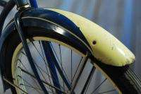 Vintage 1949 Schwinn Tiger balloon tire bicycle bike skiptooth blue 