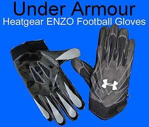 40 UNDER ARMOUR HeatGear ENZO Black FOOTBALL Gloves XL  