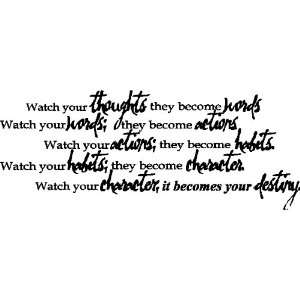 WATCH YOUR THOUGHTS.WALL QUOTES SAYINGS WORDS LETTERING ART, BLACK 