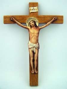   Crucifix Catholic Gold Halo Christian Cross Wooden For Wall Hanging