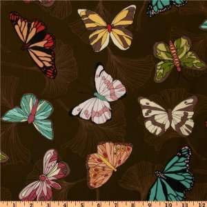   Papillon Butterflies Brown Fabric By The Each Arts, Crafts & Sewing