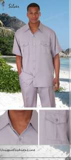 Summer / Spring Mens Casual Pleated Pocket Walking Suit Set 2949 