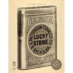  1912 Ad Lucky Strike Cigarette Tobacco Pricing Roll Tin 