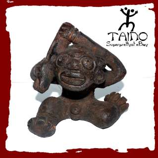 TAINO INDIAN STRENGTHS GOD CERAMIC FIRE HOME SCULPTURE  