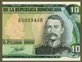 10 PESOS ORO Note DOMINICAN REPUBLIC 1978   Mella   UNC  