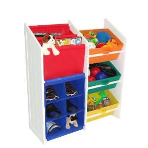   Super Storage with 3 Bins Book Holder and 6 Slot Cubby