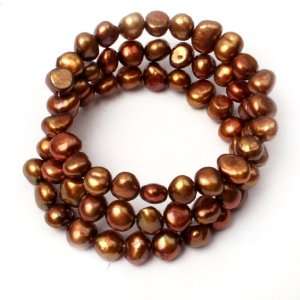  freshwater pearl strand linking bracelet adjustable size easy wear
