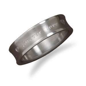  6mm Wide Stainless Steel forever love Ring Size   5 