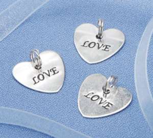 20 pc Silver Heart Love Charms  Favors Shower/Wedding  