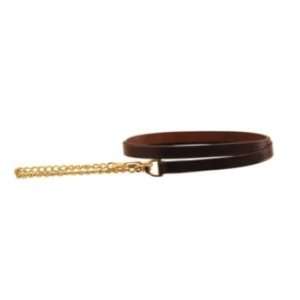    Tory Leather Lead with Solid Brass Stud Chain
