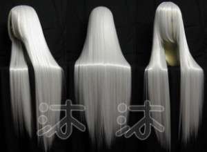 068 New Long Light gray cosplay party Wig 100cm  