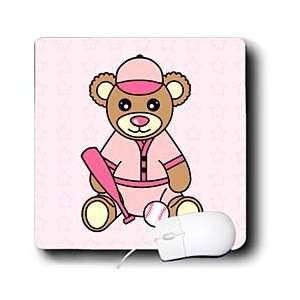   Teddy Bears   Cute Softball Player Teddy Bear Girl   Mouse Pads