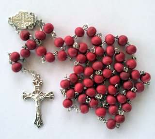 Catholic Rosary Beads Necklace Christian Pray Cross Bless Wooden Holy 