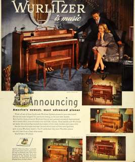 1947 Ad Wurlitzer Spinette Piano De Kalb Illinois Model   ORIGINAL 