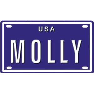 MOLLY USA MINI METAL EMBOSSED LICENSE PLATE NAME FOR BIKES, TRICYCLES 