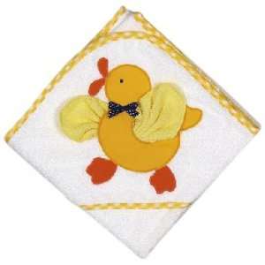   Mullins Square Ducky Hooded White Towel with Washcloth: Baby