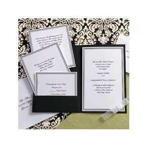  DIY Wedding Invitations Black and White with Pocket 
